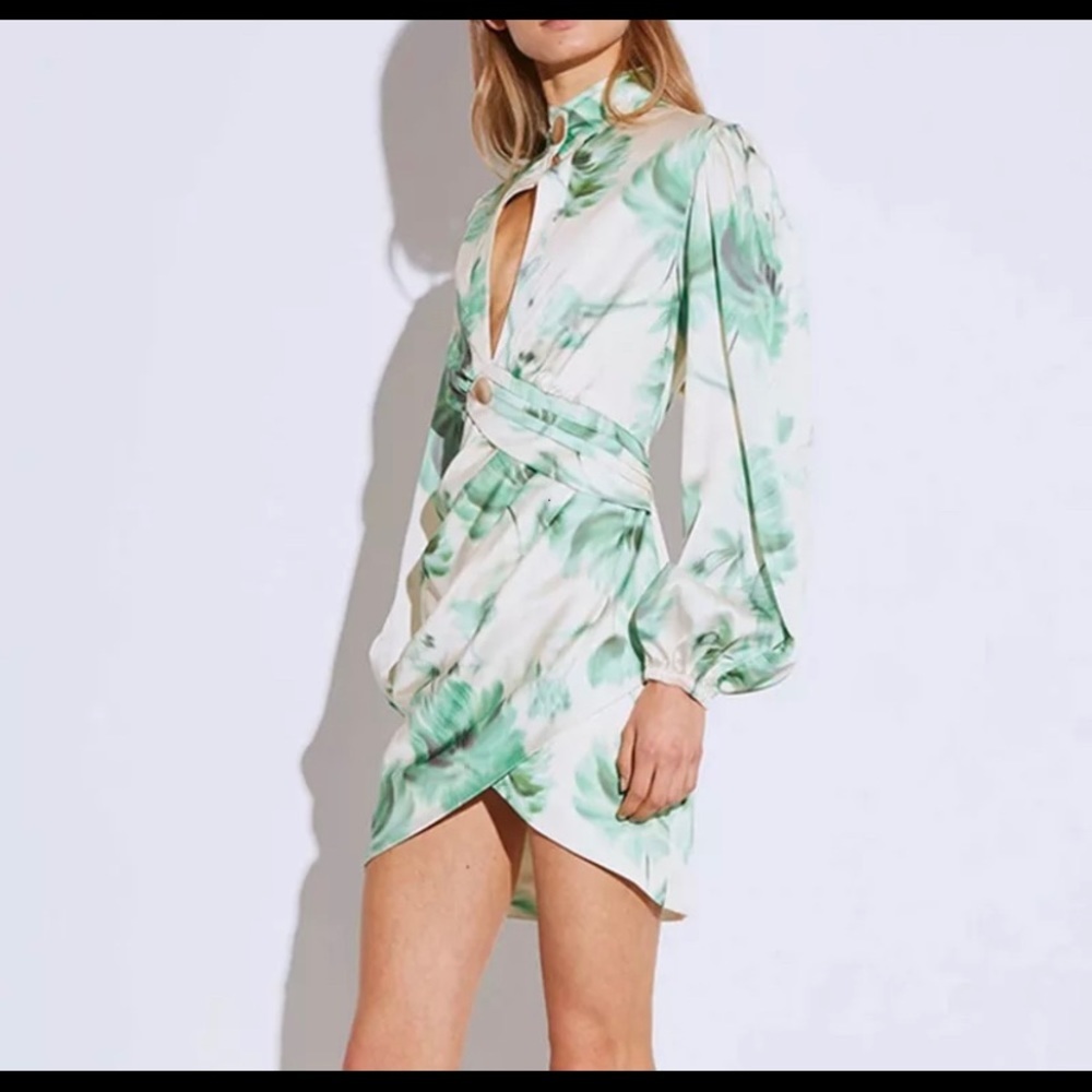 NWT Asymmetrical Hollow Out Print Dresses Long Sle - Picture 4 of 10
